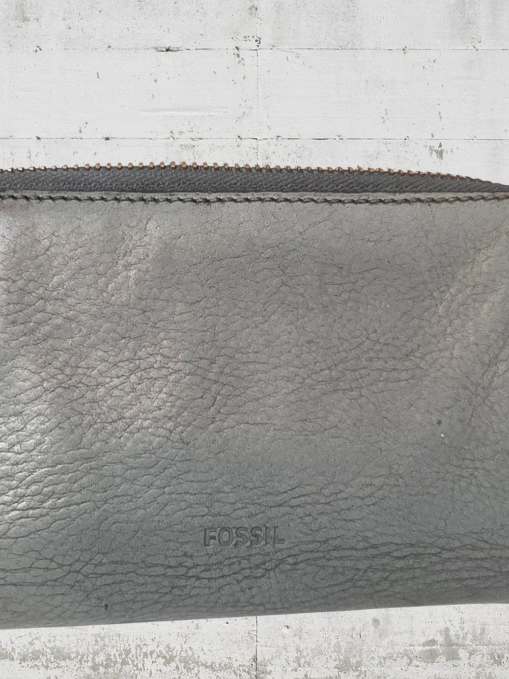 Fossil Teal Leather Zip Around Wallet Gold Zipper Organizer Clutch RFID Style